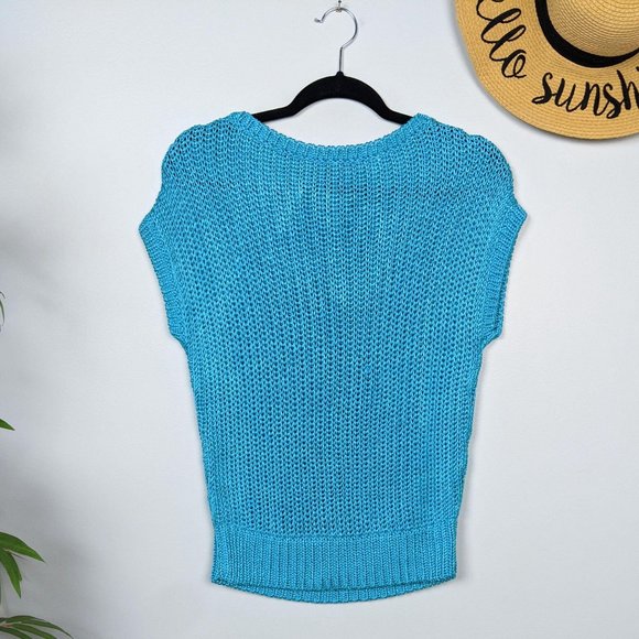 Ralph Lauren Collection Purple Label Open Knit Sleeveless Sweater S Turquoise - Picture 6 of 9